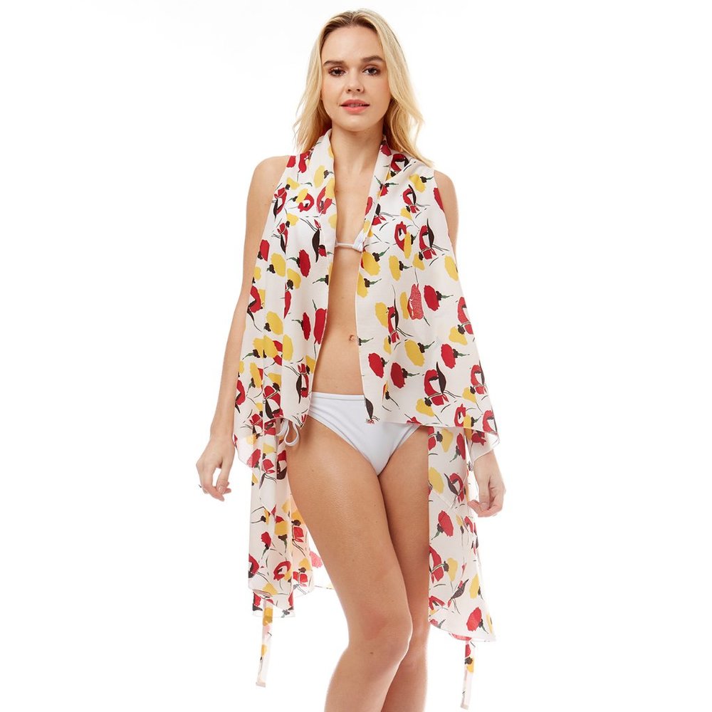LOF Vibrant Abstract Floral Pattern Beach Cover Up